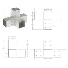 Vidaxl Trámové spojky 4 ks v tvare X 81x81 mm pozinkovaný kov