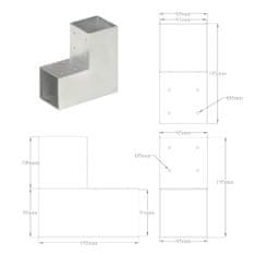 Vidaxl Trámové spojky 4 ks v tvare L 91x91 mm pozinkovaný kov