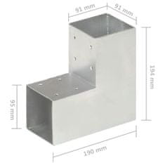 Vidaxl Trámové spojky 4 ks v tvare L 91x91 mm pozinkovaný kov