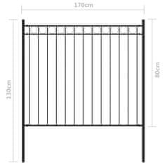 Vidaxl Záhradný plot oceľ 1,7x0,8 m čierny