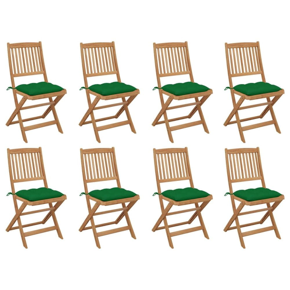 Petromila vidaXL Skladacie vonkajšie stoličky s podložkami 8 ks akáciový masív