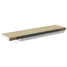 Vidaxl Plávajúce nástenné police 2 ks dub a biele 120x23,5x3,8 cm MDF