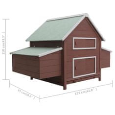 Petromila vidaXL Kurín pre hydinu, hnedý 157x97x110 cm, drevo