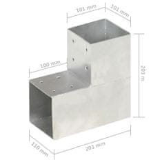 Vidaxl Trámové spojky 4 ks v tvare L 101x101 mm pozinkovaný kov