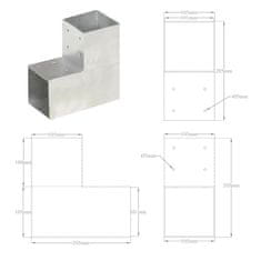 Vidaxl Trámové spojky 4 ks v tvare L 101x101 mm pozinkovaný kov