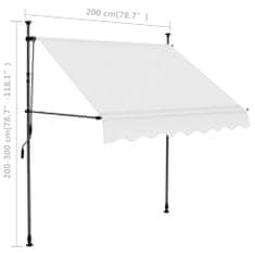 Petromila vidaXL Ručne zaťahovacia markíza s LED 200 cm, krémová