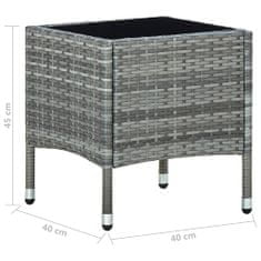 Petromila vidaXL Záhradný stôl sivý 40x40x45 cm polyratanový 
