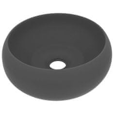 Vidaxl Luxusné umývadlo, okrúhle, matné tmavosivé 40x15 cm, keramika