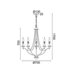 ACA ACA Lighting závesné svietidlo 5XE14 antická / hrdza kov D70XH175CM LYON EG5875P70R