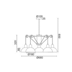 ACA ACA Lighting závesné svietidlo 5XE14 sivá/biely kov D68XH85CM CEZANNE EG5795P58G