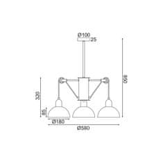 ACA ACA Lighting závesné svietidlo 3XE14 sivá/biely kov D58XH85CM CEZANNE EG5793P58G