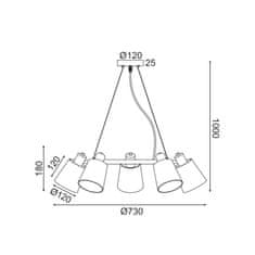 ACA ACA Lighting závesné svietidlo 5XE14 biely kov plus tienidlo D73XH100CM NORMA EG215P73WH