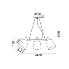 ACA ACA Lighting závesné svietidlo 3XE14 biely kov plus tienidlo D63XH100CM NORMA EG213P63WH