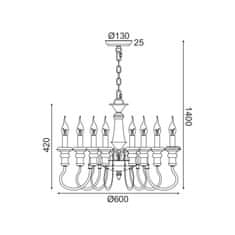 ACA ACA Lighting závesné svietidlo 8XE14 antická / hrdza kov D60XH150CM TOULOUSE EG178P60R