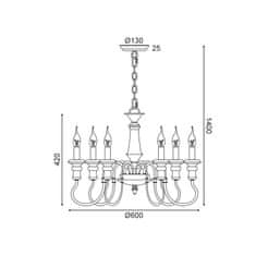 ACA ACA Lighting závesné svietidlo 6XE14 antická / hrdza kov D60XH150CM TOULOUSE EG176P60R