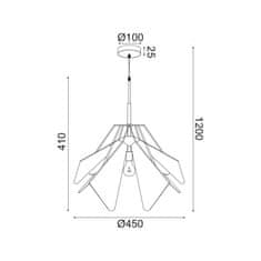 ACA ACA Lighting závesné svietidlo 1XE27 biela akryl plus čierny kov D45XH120CM ORIGAMI EF39P145WH