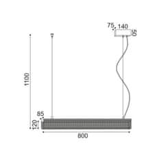 ACA ACA Lighting závesné svietidlo LED 11W 3000K 1180LM kov čierna 8,5X80XH110CM OFIS DCR39211