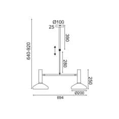 ACA ACA Lighting závesné svietidlo 2XE27 čierna plus mosadz 69X20XH92CM SHERLOCK AR4182P69BB