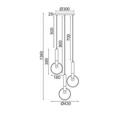 ACA ACA Lighting závesné svietidlo 3XE27 mosadz/čierny kov D44XH136CM MIRACOLO HL39973P44BB