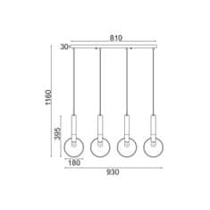 ACA ACA Lighting závesné svietidlo 4XE27 mosadz/čierny kov 93X18XH116CM MIRACOLO HL39974P94BB