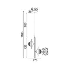 ACA ACA Lighting závesné svietidlo 2XG9 meď/čierny kov plus sklo 27X20XH118CM HYDRA HL4302P27BC