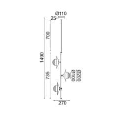 ACA ACA Lighting závesné svietidlo 3XG9 meď/čierny kov plus sklo 27X27XH149CM HYDRA HL4303P27BC