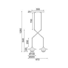 ACA ACA Lighting závesné svietidlo 2XG9 mosadz/čierny kov plus sklo 47X20XH128CM LAYLA HL4312P46BB