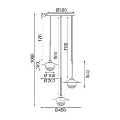 ACA ACA Lighting závesné svietidlo 3XG9 mosadz/čierny kov plus sklo D45XH106CM LAYLA HL4313P35BB