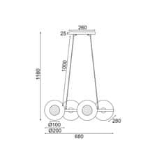 ACA ACA Lighting závesné svietidlo 4XG9 mosadz/čierny kov plus sklo 68X27XH118CM LAYLA HL4324P68BB