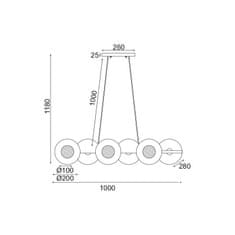 ACA ACA Lighting závesné svietidlo 6XG9 meď/čierny kov plus sklo 100X27XH118CM LAYLA HL4326P100BB