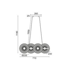 ACA ACA Lighting závesné svietidlo 4XE27 čierny kov 71X35XH119CM KOBE HL45844P71B