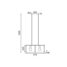 ACA ACA Lighting závesné svietidlo 2XE27 čierny kov 57X20XH120CM MORDOR HM842P57BK