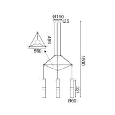 ACA ACA Lighting závesné svietidlo 3XGU10 čierny kov 56X49XH150CM DA VINCI HM853P56BK