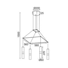 ACA ACA Lighting závesné svietidlo 4XGU10 čierny kov 56X56XH150CM DA VINCI HM854P56BK