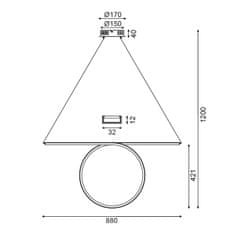 ACA ACA Lighting závesné svietidlo LED 43W 3000K 2580LM čierna hliník 88X17XH120CM ZERO HM98LEDP88BK