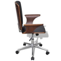 Vidaxl Otočná kancelárska stolička, ohýbané drevo s poťahom z umelej kože