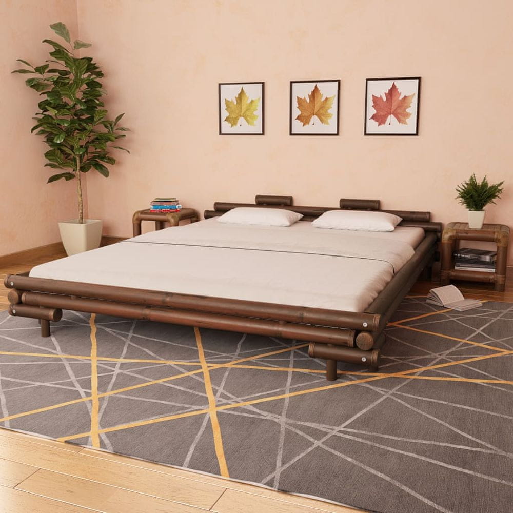 Vidaxl Rám postele, tmavohnedý, bambus, 180 x 200 cm