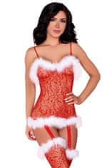 Livco Corsetti Bodystocking Catriona Christmas, červená, S/L