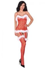 Livco Corsetti Bodystocking Catriona Christmas, červená, S/L