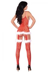 Livco Corsetti Bodystocking Catriona Christmas, červená, S/L