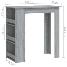 Petromila vidaXL Barový stôl+regál, sivá sonoma 102x50x103,5cm kompozitné drevo