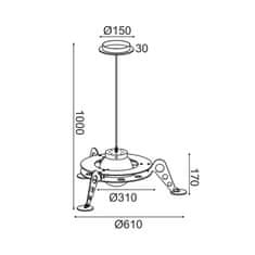 ACA ACA Lighting detské závesné svietidlo 1XE27 SPACESHIP MDF D61XH100CM NASA ZM681P61