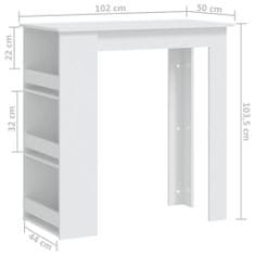 Petromila vidaXL Barový stôl+regál, biely 102x50x103,5 cm, kompozitné drevo