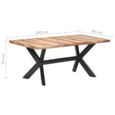 Vidaxl Jedálenský stôl 180x90x75 cm masívne drevo so sheeshamovou úpravou