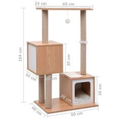 Vidaxl Škrabadlo pre mačky so sisalovou podložkou 104 cm