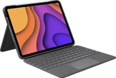 Logitech ochranný kryt s klávesnicí Folio Touch pro Apple iPad Air (4. generace), UK (920-009968), šedá