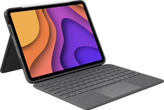 Logitech ochranný kryt s klávesnicí Folio Touch pro Apple iPad Air (4. generace), UK (920-009968), šedá