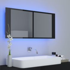 Vidaxl LED kúpeľňová zrkadlová skrinka lesklá čierna 100x12x45 cm