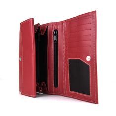 VegaLM Dámska luxusná peňaženka z pravej kože, červená farba