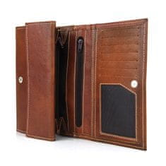 VegaLM Dámska luxusná peňaženka z pravej kože, ručne farbená hnedá